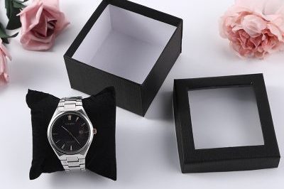 Black Square Transparent Window Watch Box (4)