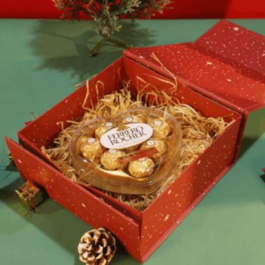 rigid holiday gift box with glossy lamination
