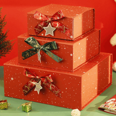 rigid holiday gift box with glossy lamination