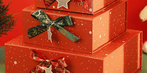rigid holiday gift box with glossy lamination
