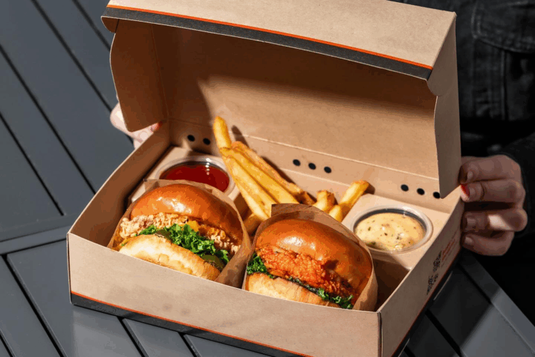 Custom Biodegradable Takeaway Meal Box for Fried Chicken & Burger (2) Food Packaging Meal Box for Takeout